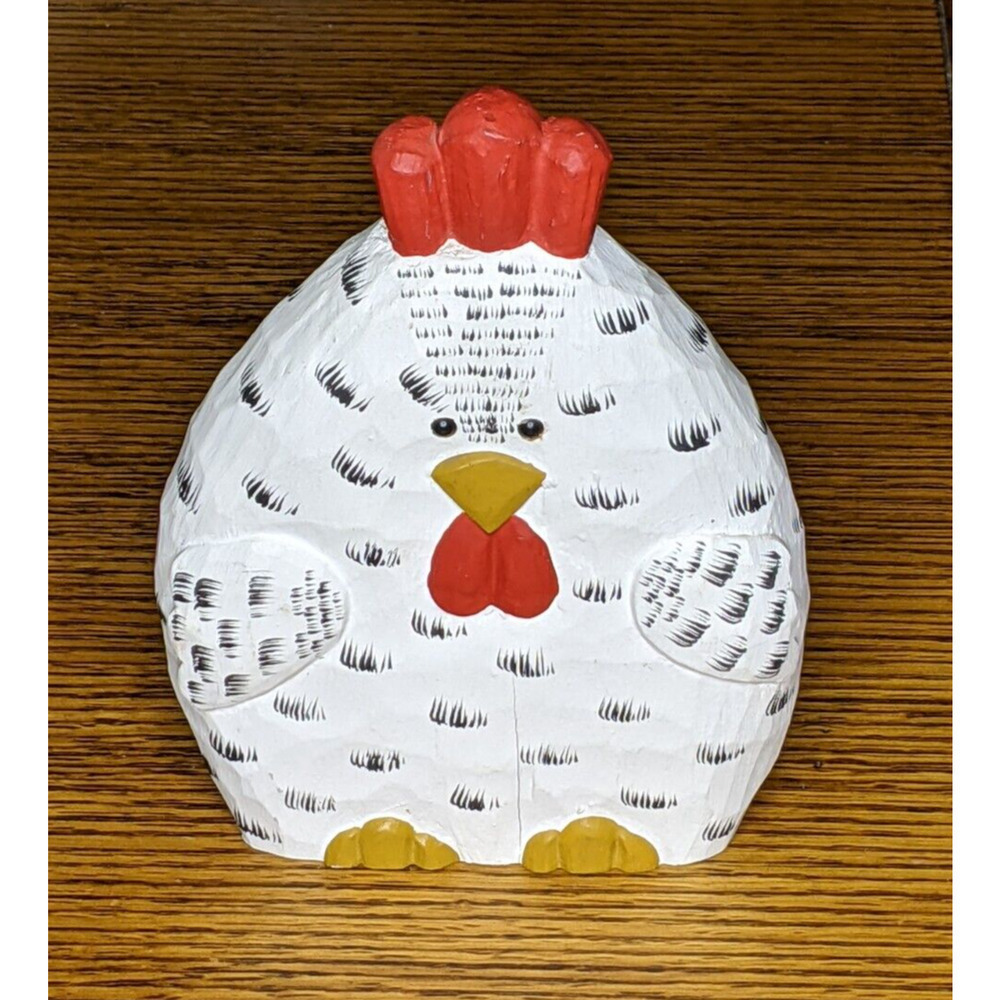James Haddon Carved Wood Rooster Chicken Shelf Sitter Handpainted 8 x 6"